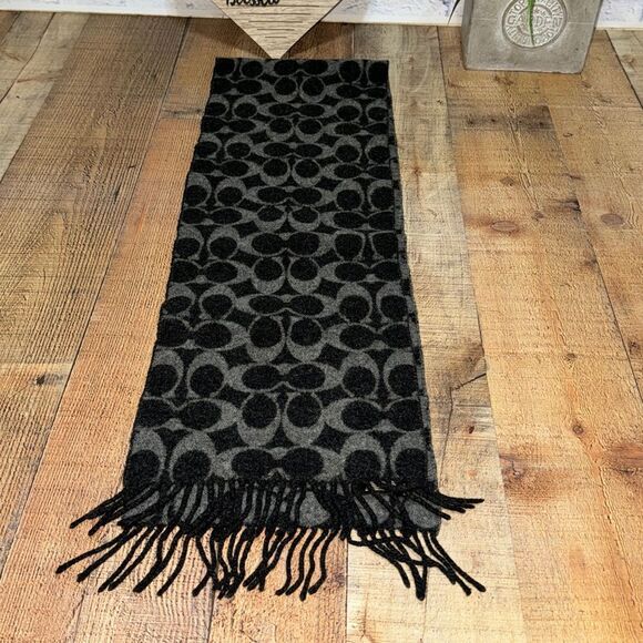 COACH WOOL SCARF - Lambs wool 100% black and gray - Picture 4 of 10